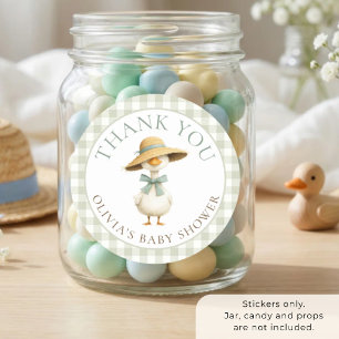 Adesivo Sage Gingham Silly Goose Obrigado Baby Shower 