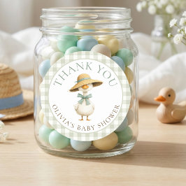 Adesivo Sage Gingham Silly Goose Obrigado Baby Shower 