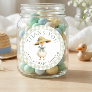 Adesivo Sage Gingham Silly Goose Obrigado Baby Shower 
