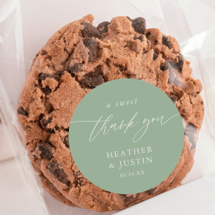 Adesivo Sage Green A Sweet Obrigado Favor Do Casamento