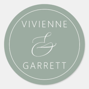 Adesivo Sage Green and White Wedding Envelope Seals