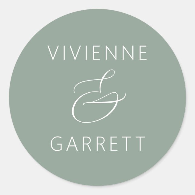 Adesivo Sage Green and White Wedding Envelope Seals (Frente)