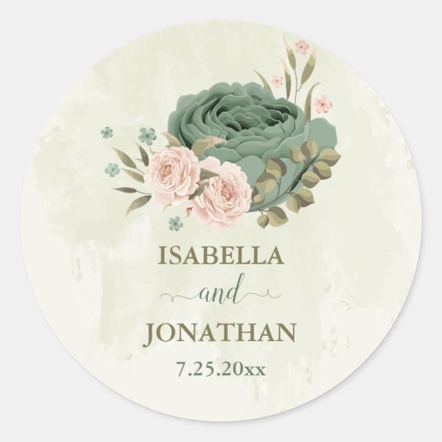 Adesivo sage green blusa flores casamento (Frente)