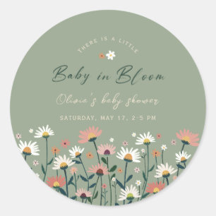 Adesivo Sage Green Boho Bebê Floral em Chá de Sangue