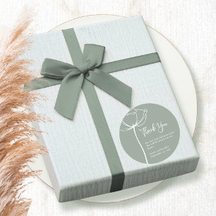 Adesivo Sage Green Bold Casamento Floral Mínimo Obrigado