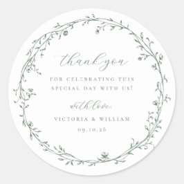 Adesivo Sage Green Botanical Wreath Weding Favor