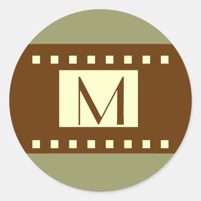 Adesivo Sage Green Brown Cream Monograma Rótulo de Casamen (Frente)