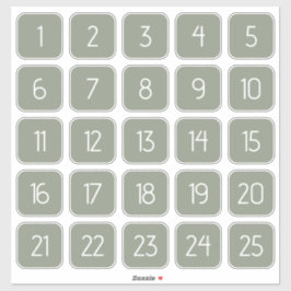 Adesivo Sage Green Customizable Square Number Stickers 