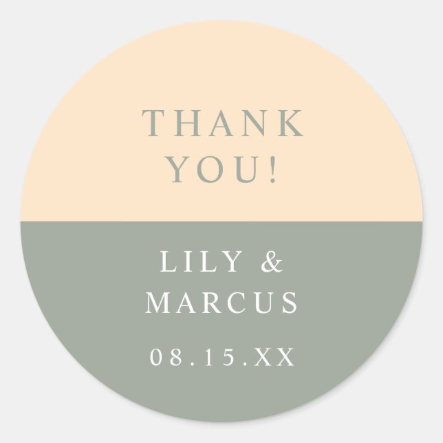 Adesivo Sage Green E Cream Obrigado Favor De Casamento (Frente)