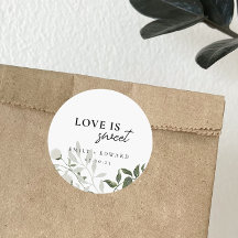 Sage Green e White Floral Love é doce casamento
