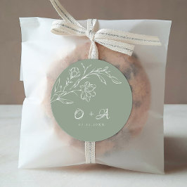 Adesivo Sage Green Elegante Monograma de Casamento Elegant