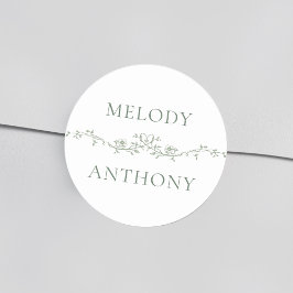 Adesivo Sage Green Floral Border Elegant Wedding