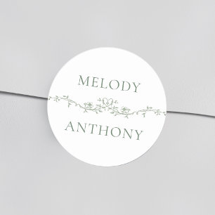 Adesivo Sage Green Floral Border Elegant Wedding