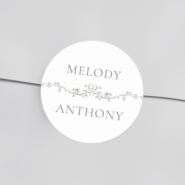 Adesivo Sage Green Floral Border Elegant Wedding (Criador carregado)