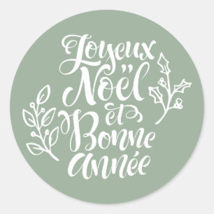 Adesivo Sage Green Joyeux Noël e Bonne Année Christmas