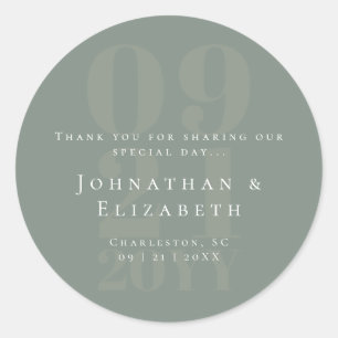 Adesivo Sage Green Minimalist Bold Type Wedding Favor