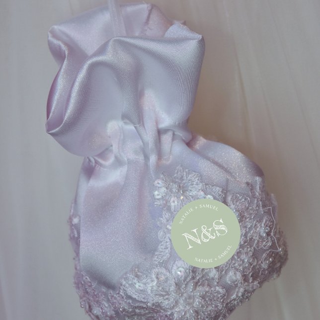 Adesivo Sage Green Minimalist & Elegant Bold Initials Wedd (Criador carregado)