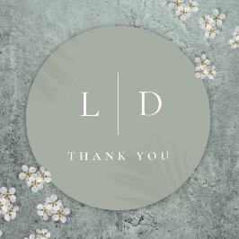 Adesivo Sage Green Minimalista Monograma Weding Favor