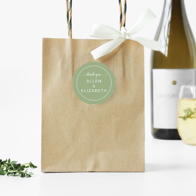 Adesivo Sage Green Modern Cartões de agradecimentos Weddin (Criador carregado)