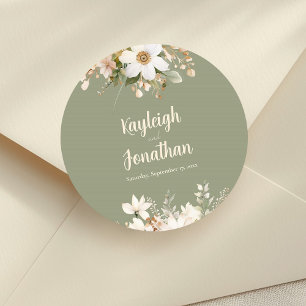 Adesivo Sage Green Modern Watercolor Casamento Floral