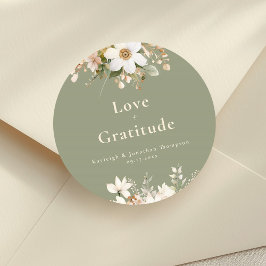 Adesivo Sage Green Modern Watercolor Casamento Floral