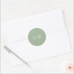 Adesivo Sage Green Monogram Modern Wedding<br><div class="desc">Minimalist and modern design.</div>