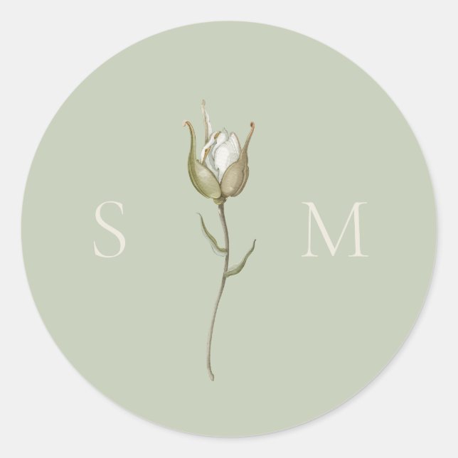 Adesivo Sage Green Monogram Wedding (Frente)