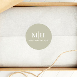 Adesivo Sage Green Monograma Wedding Favor Personalizado