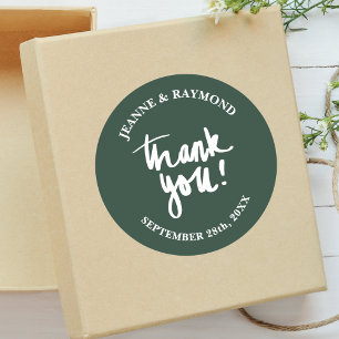 Adesivo Sage Green Obrigado Calliografia Casamento Favor
