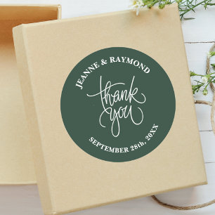 Adesivo Sage Green Obrigado Calliografia Casamento Favor