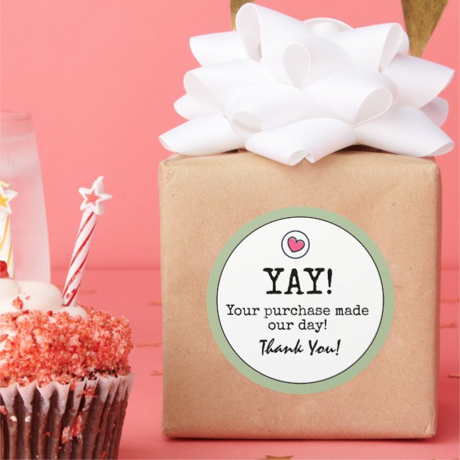 Adesivo Sage Green Retro with Heart Business Obrigado (Festa)