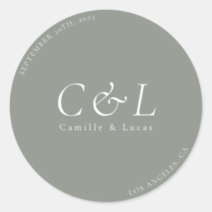 Adesivo Sage Green - Vinheta minimalista de casamento