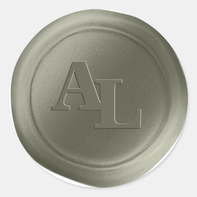 Adesivo Sage Green Wax Seal Monogramas Stickers (Frente)