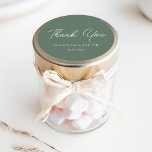 Adesivo Sage Green Wedding Obrigado Favor Sticker<br><div class="desc">Mostre aos seus hóspedes o seu estilo moderno com estes adesivos bonitos e elegantes. Perfeito para qualquer estação, esses adesivos apresentam uma bela letra de roteiro e uma cor de sábio eterno que combinará com qualquer casamento sobre o tema do verão ou do outono. Perfeito para emparelhar com um favor...</div>