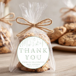 Adesivo Sage Green Wildflower Baby Shower Thank You 