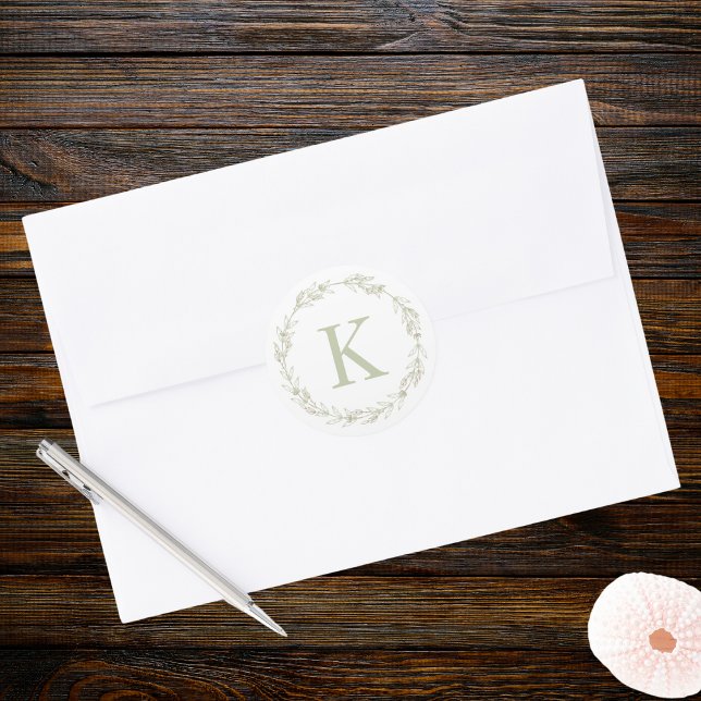 Adesivo Sage Green Wreath Monograma (Criador carregado)