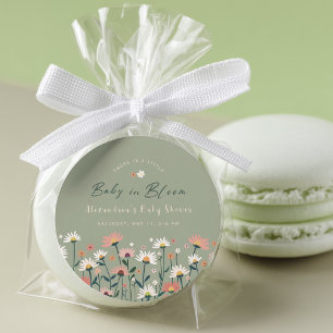 Adesivo Sage Moderno Boho Chuveiro de Bebê Flor Silvestre