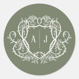 Adesivo Sage Monograma Crest Rosa Divagante Casamento