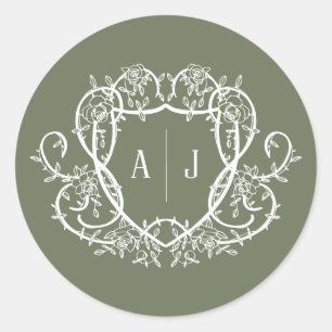 Adesivo Sage Monograma Crest Rosa Divagante Casamento