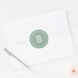 Adesivo Sage Simple Modern Monogram Christmas Envelope