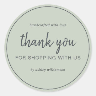 Adesivo Sage Verde Chic Script Agradecimento pela Compra