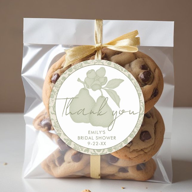 Adesivo Sage Verde Chuveiro de Noiva Pérola Perfeita Agrad (Thank You Favor Sticker)