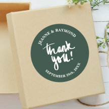Sage Verde Favor de Casamento Caligrafia Obrigado