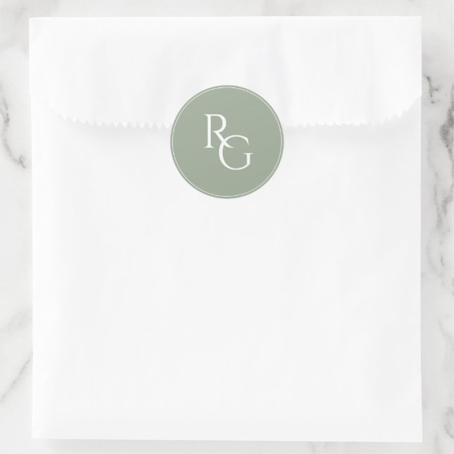 Adesivo Sage Verde | Iniciales Simples e Elegantes  (Bolsa)