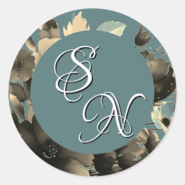 Adesivo Sage Wildflower Buquê Monograma Initials Sticker