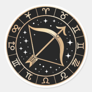 Adesivo Sagitário Zodíaco Dourado Preto Elegante