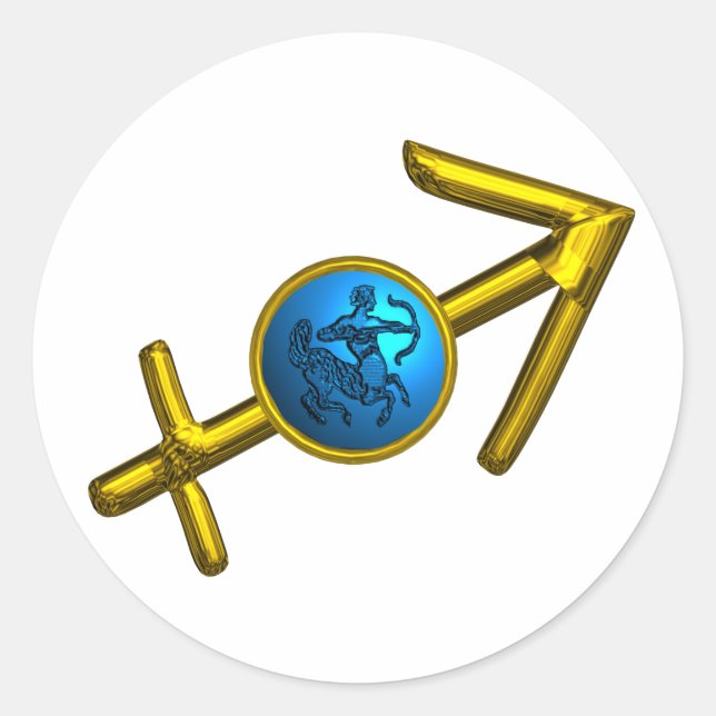 ADESIVO SAGITTARIUS, DOURADO SINAL DE ANIVERSÁRIO ZODIÁTIC (Frente)