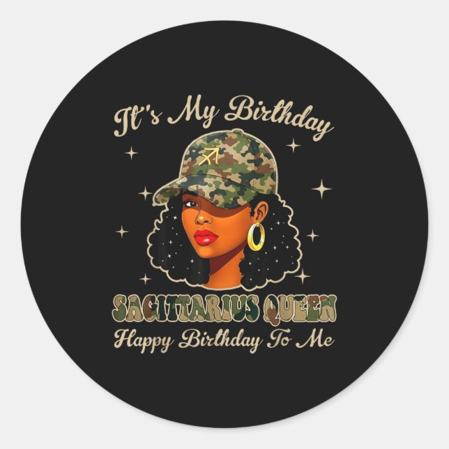 Adesivo Sagittarius Queen Black Woman With Cap Camo Afro G (Frente)