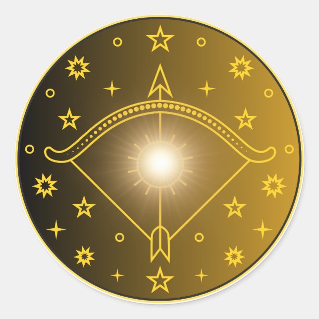 Adesivo Sagittarius Zodiac Emblem Minimal Celestial Symbol (Frente)