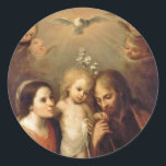 Adesivo Sagrada Família - Sacrada Família<br><div class="desc">Pintura de safra do artista espanhol Juan Simon Gutierrez (1634-1718). A imagem religiosa representa José,  Maria,  Jesus Bebê,  Cereus e Espírito Santo (como pomba). José está dando flores a Jesus.</div>